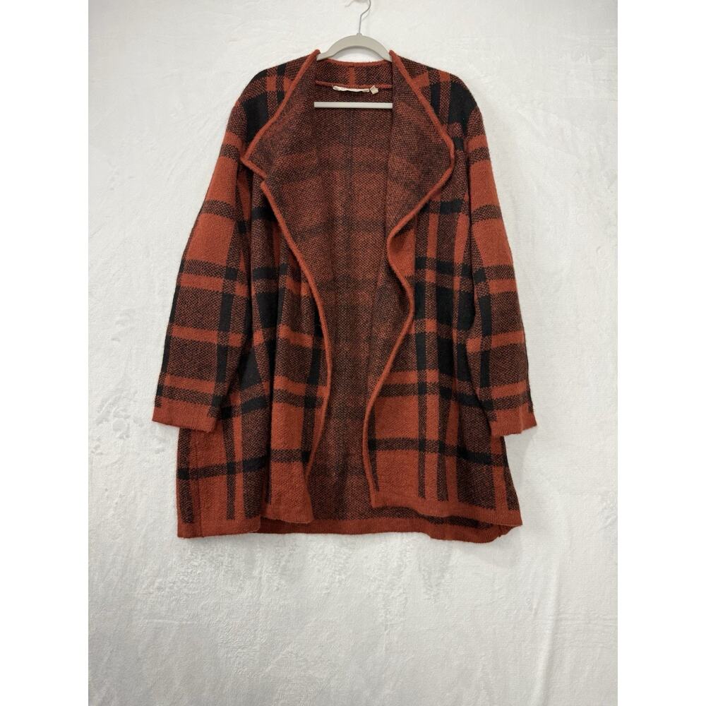 Soft Surroundings Plaid Long Wool Alpaca Cardigan Sweater Womens Size 2X